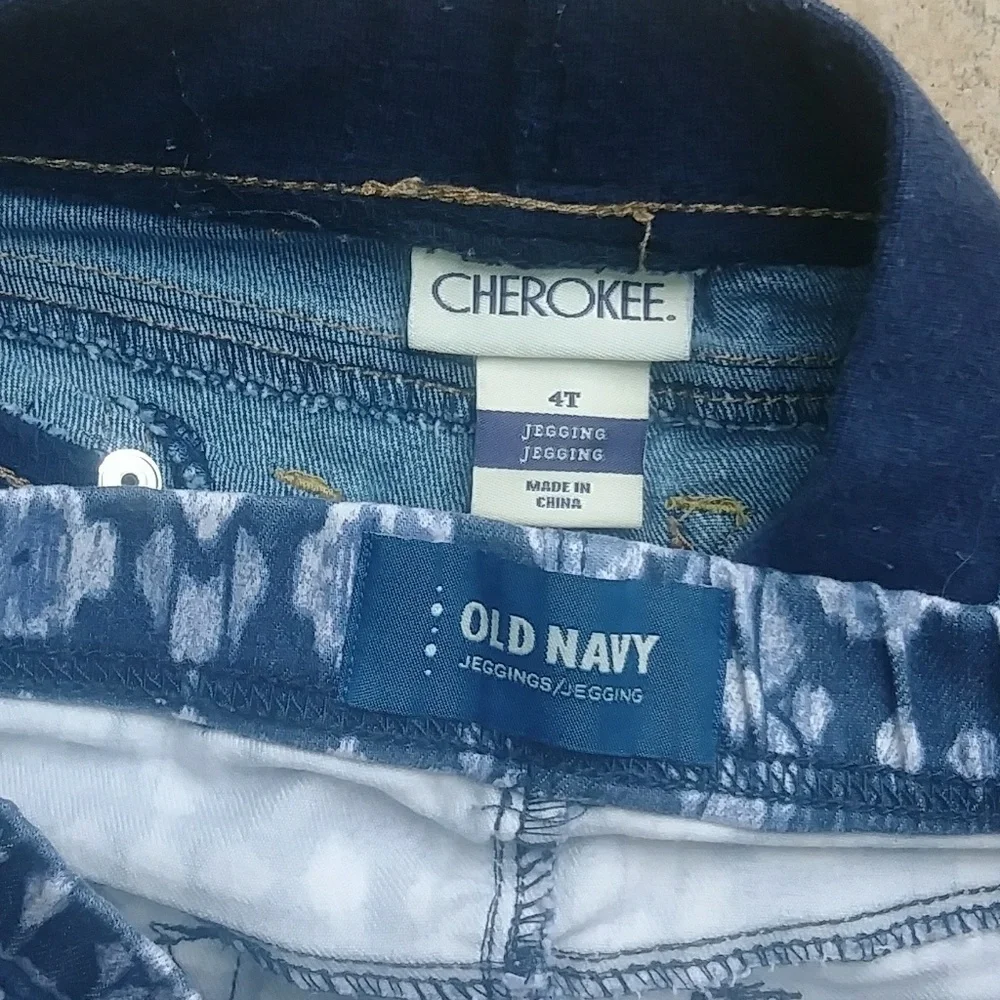 Old Navy and Cherokee Girl's Denim Leggings Sz 4
